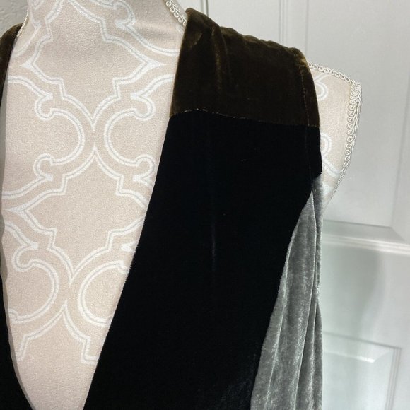 Citron Santa Monica Vest Silk Velour  Block Plain Brown Gray Green Medium Silk - Picture 4 of 15